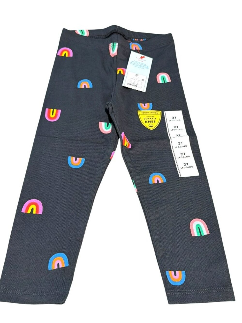 New Cat & Jack Toddler Girls Gray Leggings With Rainbow Print 2T